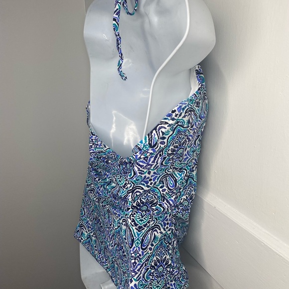 Leilani NWT Blue & White Patterned Halter Bathing Suit Top - Picture 7 of 7